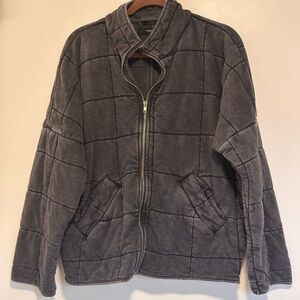 Forever 21 Quilted Jacket - Charcoal - Large